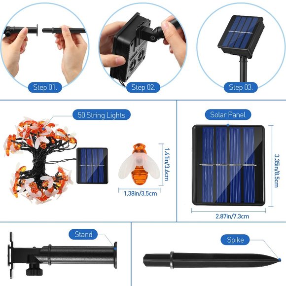 Solar Honeybee Fairy Lights - Picture 3 of 5